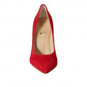 ﻿Escarpin à bout pointu pour femmes en daim rouge talon 9 - Pointures disponibles:  31, 33, 34, 42, 43