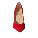 ﻿Zapato de salón puntiagudo en gamuza roja para mujer tacon 9 - Tallas disponibles:  31, 33, 34, 42, 43