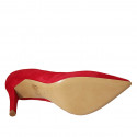 ﻿Escarpin à bout pointu pour femmes en daim rouge talon 9 - Pointures disponibles:  31, 33, 34, 42, 43