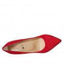 ﻿Zapato de salón puntiagudo en gamuza roja para mujer tacon 9 - Tallas disponibles:  31, 33, 34, 42, 43