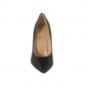 ﻿Zapato de salon a punta para mujer en piel negra con tacon 9 - Tallas disponibles:  45, 46