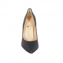 ﻿Escarpin à bout pointu pour femmes en cuir bleu foncé talon 9 - Pointures disponibles:  34, 43, 46