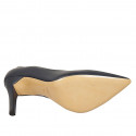 ﻿Escarpin à bout pointu pour femmes en cuir bleu foncé talon 9 - Pointures disponibles:  34, 46