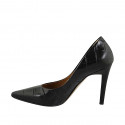 Women's pump shoe in black printed leather heel 9 - Available sizes:  31