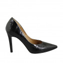 Zapato de salon para mujer en piel estampada negra tacon 9 - Tallas disponibles:  31