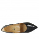 Zapato de salon para mujer en piel estampada negra tacon 9 - Tallas disponibles:  31