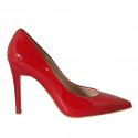 ﻿Zapato de salon para mujer en charol rojo tacon 9 - Tallas disponibles:  32