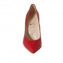 ﻿Zapato de salon para mujer en charol rojo tacon 9 - Tallas disponibles:  32, 33, 34, 42, 43