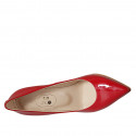 ﻿Zapato de salon para mujer en charol rojo tacon 9 - Tallas disponibles:  32, 33, 34, 42, 43