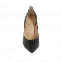 ﻿Escarpin à bout pointu pour femmes en cuir verni noir talon 9 - Pointures disponibles:  32, 34, 44, 46