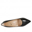 ﻿Escarpin à bout pointu pour femmes en cuir verni noir talon 9 - Pointures disponibles:  32, 34, 44, 46