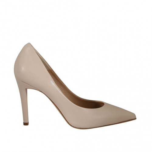 ﻿Woman's pump in nude leather heel 9