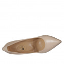 ﻿Zapato de salon puntiagudo en piel color desnudo tacon 9 - Tallas disponibles:  31, 42, 43, 45, 46