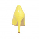 ﻿Escarpin à bout pointu pour femmes en cuir verni jaune talon 9 - Pointures disponibles:  31, 32, 33, 34, 42, 43, 44