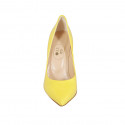 ﻿Escarpin à bout pointu pour femmes en cuir verni jaune talon 9 - Pointures disponibles:  31, 32, 33, 34, 42, 43, 44