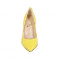 ﻿Zapato de salón puntiagudo en charol amarillo tacon 9 - Tallas disponibles:  31, 32, 33, 34, 42, 43, 44