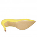 ﻿Escarpin à bout pointu pour femmes en cuir verni jaune talon 9 - Pointures disponibles:  31, 32, 33, 34, 42, 43, 44