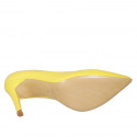 ﻿Zapato de salón puntiagudo en charol amarillo tacon 9 - Tallas disponibles:  31, 32, 33, 34, 42, 43, 44