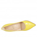 ﻿Woman's pointy pump in yellow patent leather heel 9 - Available sizes:  31, 32, 33, 34, 42, 43, 44