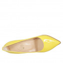 ﻿Zapato de salón puntiagudo en charol amarillo tacon 9 - Tallas disponibles:  31, 32, 33, 34, 42, 43, 44