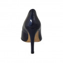 ﻿Escarpin à bout pointu pour femmes en cuir verni bleu foncé talon 9 - Pointures disponibles:  34, 42