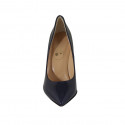 ﻿Escarpin à bout pointu pour femmes en cuir verni bleu foncé talon 9 - Pointures disponibles:  34, 42