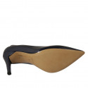 ﻿Escarpin à bout pointu pour femmes en cuir verni bleu foncé talon 9 - Pointures disponibles:  34, 42