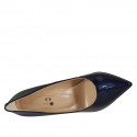 ﻿Escarpin à bout pointu pour femmes en cuir verni bleu foncé talon 9 - Pointures disponibles:  34, 42