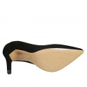 ﻿Zapato de salon puntiagudo en gamuza de color negro para mujer tacon 9 - Tallas disponibles:  42, 43