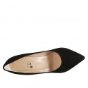 ﻿Escarpin pour femmes à bout pointu en daim noir avec talon 9 - Pointures disponibles:  42, 43