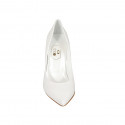 ﻿Escarpin à bout pointu pour femmes en cuir blanc talon 9 - Pointures disponibles:  42, 43, 44