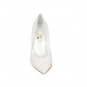 ﻿Woman's pointy pump shoe in white leather heel 9 - Available sizes:  34, 42, 43, 44, 45, 46