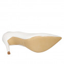 ﻿Escarpin à bout pointu pour femmes en cuir blanc talon 9 - Pointures disponibles:  42, 43, 44