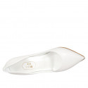﻿Escarpin à bout pointu pour femmes en cuir blanc talon 9 - Pointures disponibles:  42, 43, 44