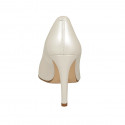 ﻿Escarpin à bout pointu pour femmes en cuir ivoire perlé talon 9 - Pointures disponibles:  31, 33, 42, 47