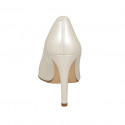 ﻿Zapato a punta de salón para mujer en piel marfil perlado tacon 9 - Tallas disponibles:  31, 33, 34, 42, 44, 45, 46, 47