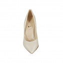 ﻿Escarpin à bout pointu pour femmes en cuir ivoire perlé talon 9 - Pointures disponibles:  31, 33, 42, 47