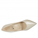 ﻿Escarpin à bout pointu pour femmes en cuir ivoire perlé talon 9 - Pointures disponibles:  31, 33, 42, 47
