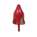 ﻿Escarpin à bout pointu pour femmes en cuir rouge talon 9 - Pointures disponibles:  34
