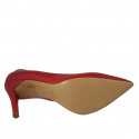 ﻿Escarpin à bout pointu pour femmes en cuir rouge talon 9 - Pointures disponibles:  34