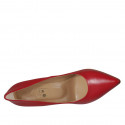 ﻿Woman's pointy pump shoe in red leather heel 9 - Available sizes:  34