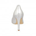 ﻿Escarpin élégant à bout pointu pour femmes en cuir lamé argent talon 9 - Pointures disponibles:  31, 46