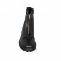 Woman's ankle boot with zippers in black leather and suede heel 3 - Available sizes:  43, 45, 46