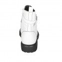 Woman's laced combat style ankle boot with zipper, captoe and buckle in white leather heel 3 - Available sizes:  42