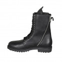 Woman's laced ankle boot with zippers in black leather heel 3 - Available sizes:  45