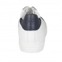 Scarpa stringata da donna in pelle bianca e blu con plantare estraibile zeppa 3 - Misure disponibili: 43, 44