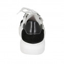 Chaussure avec lacets, fermeture éclair et semelle amovible en cuir blanc et noir et daim noir talon compensé 4 - Pointures disponibles:  42, 43, 44