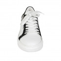 Scarpa stringata con cerniera e plantare estraibile in pelle bianca e nera e camoscio nero zeppa 4 - Misure disponibili: 42, 43, 44