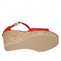 Woman's open shoe with strap and platform in red suede wedge heel 9 - Available sizes:  44