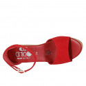 Chaussure ouverte pour femmes avec courroie et plateforme en daim rouge talon compensé 9 - Pointures disponibles:  44
